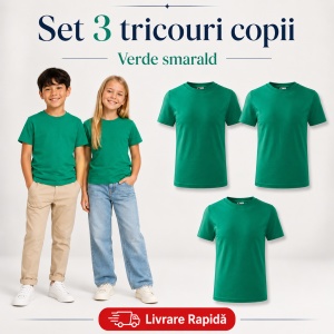 Set 3 Tricouri Copii din Bumbac 100% – Mânecă Scurtă, 35 Culori, Fete și Băieți - Img 39