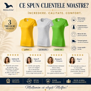 Set 3 Tricouri Damă 100% Bumbac – Casual Clasic, Galben, Gri Deschis și Verde Măr | Transport Gratuit - Img 6