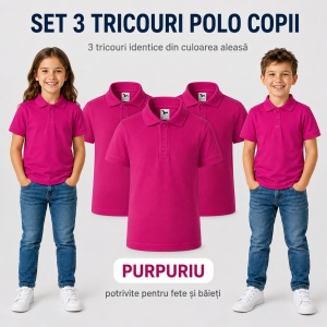 Set 3 Tricouri Polo Copii Pique cu guler - Img 23