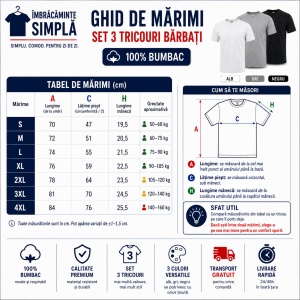 Set 3 tricouri simple, bumbac 100% Calitate clasic pentru barbati, alb, negru, gri 132 - Img 3