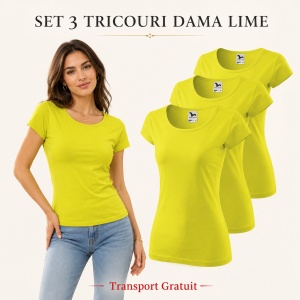 Set 3 tricouri simple dama bumbac 100%, Elegant casual cu decolteu femei, 122 - Img 26