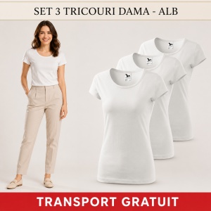 Set 3 tricouri simple dama bumbac 100%, Elegant casual cu decolteu femei, 122 - Img 36