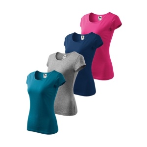 Set 4 tricouri pentru femei din bumbac 100% - roz, albastru petrol, gri inchis, albastru regal 122 - Img 2