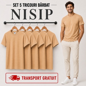 Set 5 Tricouri Bărbat în Aceeași Nuanță, 100% Bumbac, 145 g/m², Guler Rotund, 26 Culori, Mărimi S–3XL - Img 26