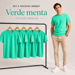 Set 5 tricouri bărbat Malfini Basic Clasic, 100% bumbac, regular fit, 48 culori, mărimi XS–5XL - Img 53
