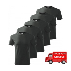 Set 5 tricouri clasice Gri ardezie, barbatesti din bumbac 100%, clasice pentru barbati 132