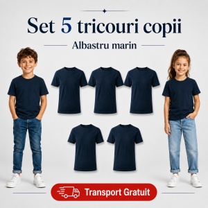 Set 5 tricouri copii din bumbac 100% – fete și băieți, 33 nuanțe disponibile - Img 14