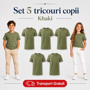 Set 5 tricouri copii din bumbac 100% – fete și băieți, 33 nuanțe disponibile - Img 24