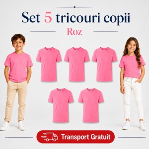 Set 5 tricouri copii din bumbac 100% – fete și băieți, 33 nuanțe disponibile - Img 34