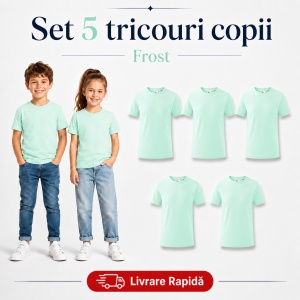Set 5 Tricouri Copii din Bumbac 100% – Mânecă Scurtă, 33 Nuanțe, Fete și Băieți - Img 17