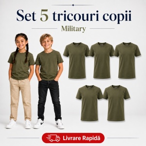 Set 5 Tricouri Copii din Bumbac 100% – Mânecă Scurtă, 33 Nuanțe, Fete și Băieți - Img 27