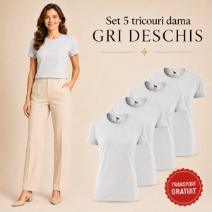 Set 5 tricouri damă simple casual | din bumbac 100%, slim fit XS - 2XL - Img 10