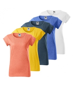 Imagine de prezentare pentru set 5 tricouri melange din bumbac si nuantele disponibile galben, albastru, alb, negru, sunset