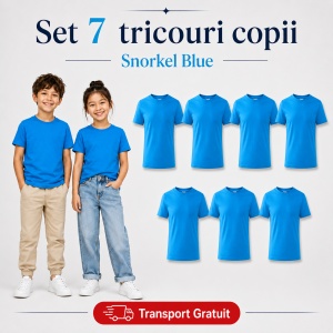 Set 7 Tricouri Copii din Bumbac 100% – Mânecă Scurtă, 33 Nuanțe, Fete și Băieți - Img 35
