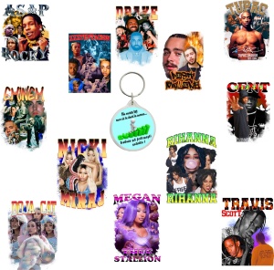 Set de 23 stickere Rap Music cu cei mai iubiti artisti din lume, pentru telefon laptop din Pvc Vinyl rezistent la apa