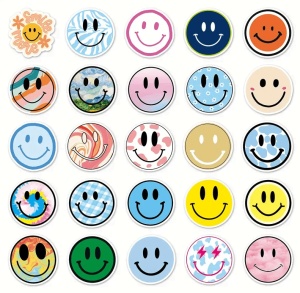 Set de 50 stickere Smiley Face Happy Graffiti, pentru telefon laptop din Pvc Vinyl rezistent la apa - waterproof - Img 4