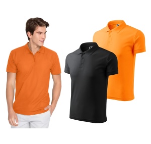 Set doua tricouri polo barbati negru si portocaliu 203
