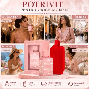 Set parfum Lattafa Badee Al Oud Noble Blush 100ml, parfum Arabesc, Femei, Gentuta cosmetice - Img 4