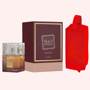 Set parfum Lattafa Khamrah Dukhan 100ml, parfum Arabesc, Barbati, Gentuta cosmetice - Img 11