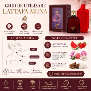 Set parfum Lattafa Muna 100ml, parfum Arabesc, Femei, Gentuta cosmetice - Img 5