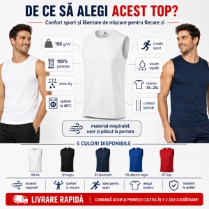 Top sport bărbați / tricou fără mâneci Malfini Breeze 820, 100% poliester, 5 culori - Img 2