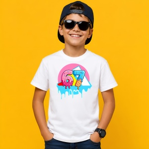 Tricou 67 Sase Sapte Inghetata Topita Design Urban Neon Roz, din bumbac 100% Copii | Dama | Barbat - Img 2