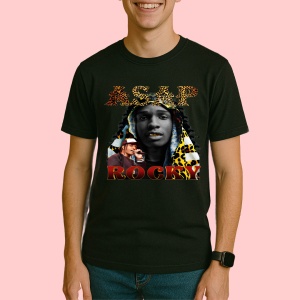 Tricou A$AP Rocky - Leopard Hoodie, muzica Hip-Hop / Rap, Dama | Barbat | Copii, Culoare Negru