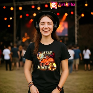 Tricou A$AP Rocky - Orange Theme, muzica Hip-Hop / Rap, Dama | Barbat | Copii, Culoare Negru - Img 5