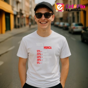 Tricou Activ La Munca Program, din bumbac 100%, tricou alb, Dama | Barbat - Img 4