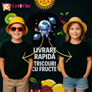 Tricou Afine amuzant de vara astronaut, Fructe, Copii | Dama, culoare negru - Img 6
