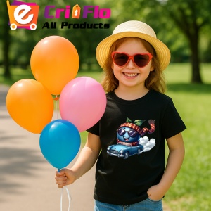 Tricou Afine amuzant de vara in masina, Fructe, Copii | Dama, culoare negru - Img 3