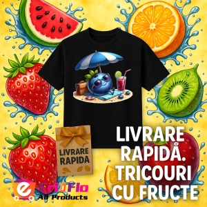 Tricou Afine amuzant de vara la plaja, Fructe, Copii | Dama, culoare negru - Img 12