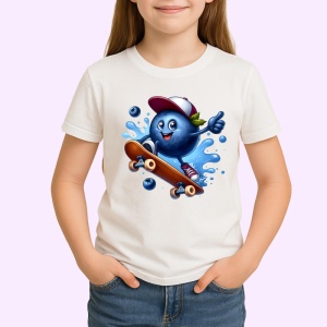 Tricou Afine amuzant de vara pe skatboard, Fructe, Copii | Dama