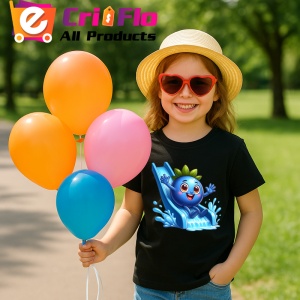 Tricou Afine amuzant de vara pe topogan, Fructe, Copii | Dama, culoare negru - Img 3