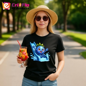Tricou Afine amuzant de vara pe topogan, Fructe, Copii | Dama, culoare negru - Img 9