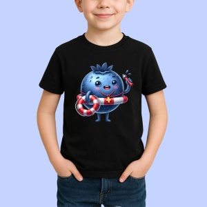 Tricou Afine amuzant de vara salvamar, Fructe, Copii | Dama, culoare negru