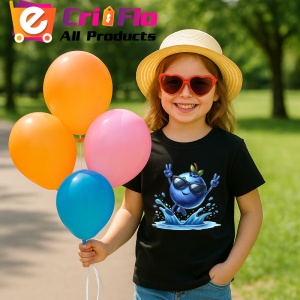 Tricou Afine amuzant de vara sarind in apa, Fructe, Copii | Dama, culoare negru - Img 3