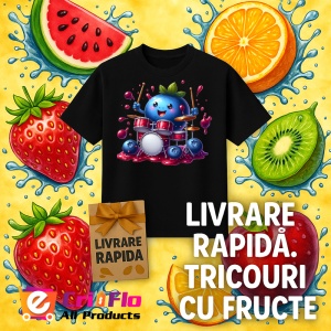 Tricou Afine amuzant de vara tobosar, Fructe, Copii | Dama, culoare negru - Img 12