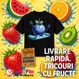 Tricou Afine amuzant de vara yoga, Fructe, Copii | Dama, culoare negru - Img 12