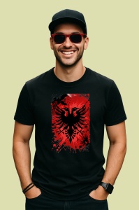 Tricou Albania Steag Splash Art, Copii | Dama | Barbat, culoare negru - Img 2