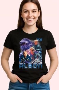 Tricou Alex Albon Pilot Formula 1 Ilustratie Albastru, Copii | Dama | Barbat - Img 3