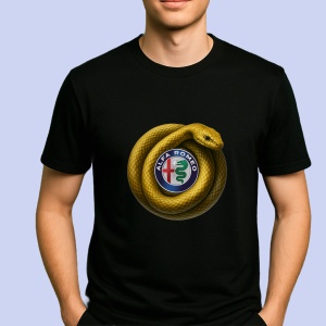 Tricou Alfa Romeo Sarpe Galben Asteptand Sa Atace | Unisex Dama si Barbat