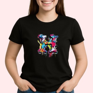 Tricou Alfabet Litera H cu graffiti, design exploziv, arta urbana, Negru, Unisex Dama si Barbat | Copii