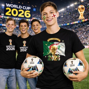 Tricou Algeria World Cup 2026 Fifa V2, din bumbac 100%, tricou negru, Copii | Dama | Barbat - Img 7
