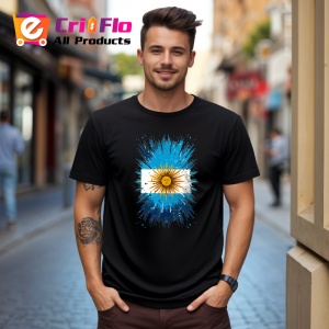 Tricou Argentina Steag Splash Art, Copii | Dama | Barbat, culoare negru - Img 4