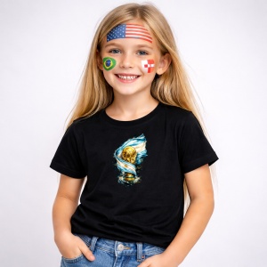 Tricou Argentina World Cup Fifa 2026, din bumbac 100%, tricou negru, Copii | Dama | Barbat - Img 1
