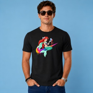Tricou Ariel Mica Sirena Mermaid Paint Drip Urban Colorful Design, din bumbac 100%, tricou negru, Copii | Dama | Barbat