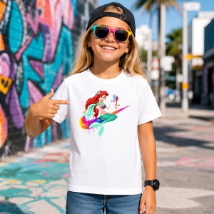 Tricou Ariel Mica Sirena Mermaid Paint Drip Urban Colorful Design, din bumbac 100% Copii | Dama | Barbat - Img 4