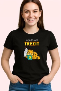 Tricou Asa Mam Trezit Grafic Garfield Amuzant, din bumbac 100%, tricou negru Copii | Dama | Barbat - Img 3
