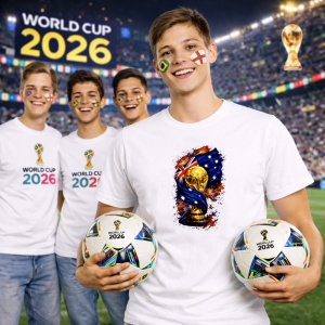 Tricou Australia World Cup Fifa 2026, din bumbac 100%, tricou alb, Copii | Dama | Barbat - Img 7